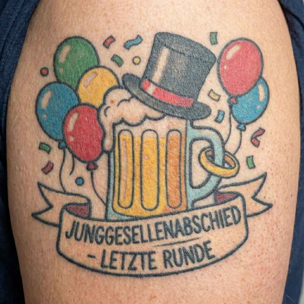 Der ultimative Begleiter für die letzte Nacht in Freiheit: Farbenfrohes „Letzte Runde“ JGA Fake Tattoo 2 Der ultimative Begleiter für die letzte Nacht in Freiheit: Farbenfrohes „Letzte Runde“ JGA Fake Tattoo – Bild 2