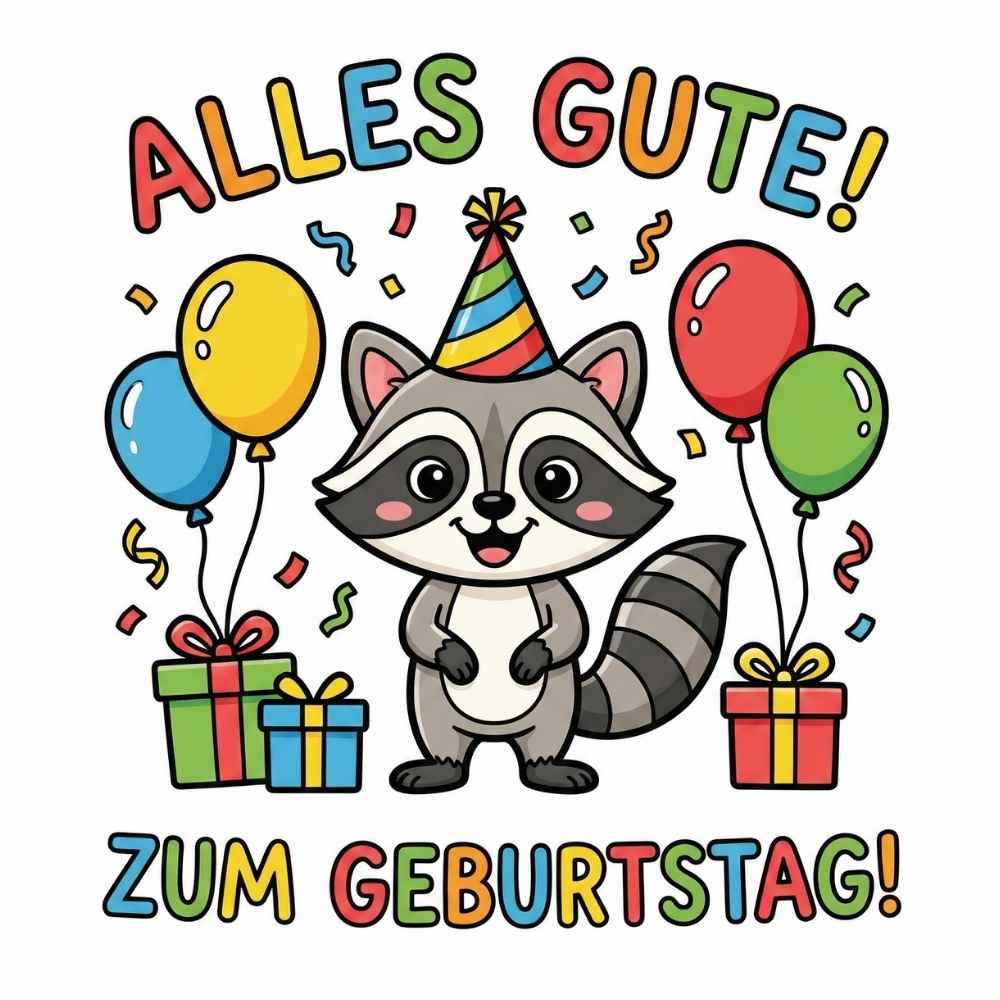 Fröhlicher Party-Waschbär: Der bunte Geburtstagsspaß als Fake Tattoo 1 Kindergeburtstag Tattoo mit Waschbär