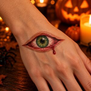 Das dritte Auge Halloween Fake Tattoo auf der Haut