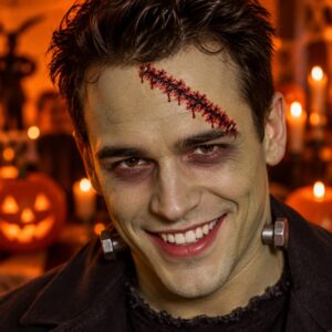 Frankenstein-Narbe Halloween Fake Tattoo auf der Haut