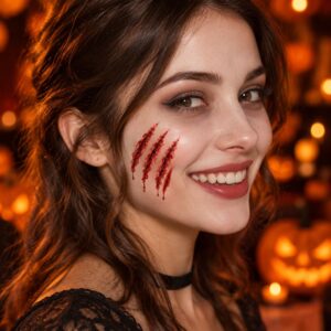 Blutige Krallen-Kratzer Halloween Wunden Fake Tattoo auf der Haut