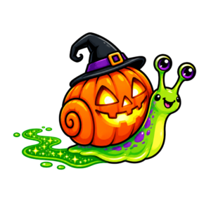 Kürbis-Schnecke mit Hexenhut Halloween Fake Tattoo