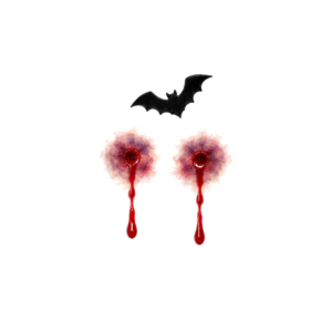 Vampirbiss mit Fledermaus Halloween Fake Tattoo