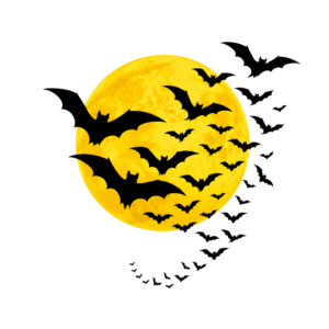 Vollmond mit Fledermausschwarm Halloween Fake Tattoo