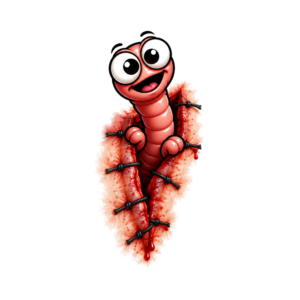 Wurm aus der Wunde Halloween Fake Tattoo